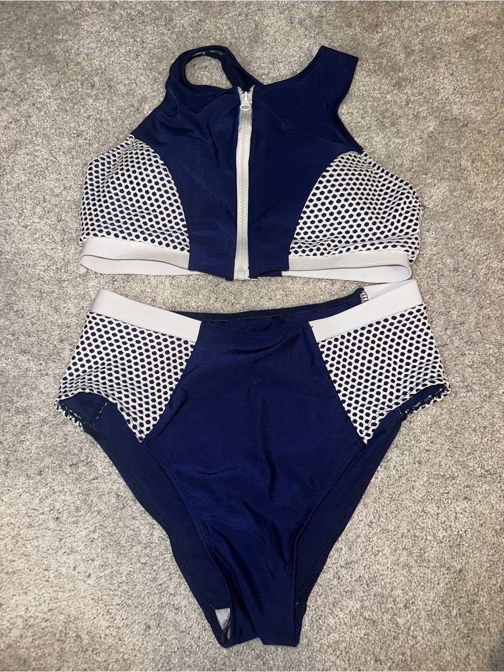 Navy and White Bikini Two-Piece Swim Set - size small NWOT